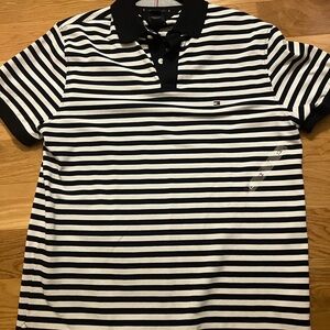 Black and White Striped Polo Shirt